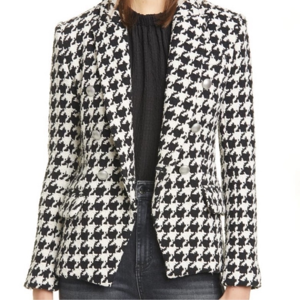 L’AGENCE Kenzie Houndstooth Blazer Jacket - Picture 4 of 8
